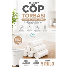 Çöp Torbası Mini Boy 40'li x 5 Rulo Beyaz Çöp Poşeti 40X50 cm
