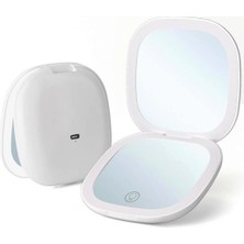 LED Işıklı Kompakt Ayna - 1X/10X Büyüteçli 3,9 Inç Işıklı Seyahat Makyaj Aynası Çift Ta