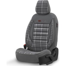 Tr Gti Sports Design Oto Koltuk Kılıfı Ekstra Destekli Özel Jacquard Kumaş Tam Set - Füme