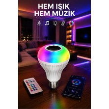 Tr 15W Rgb LED Bluetooth Hoparlör Ampul, E27, Kumandalı, Renkli Müzik Çalan Akıllı Lamba