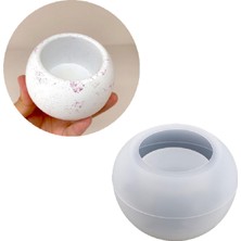 Tr Epoksi Yuvarlak Beton Saksı ve Mumluk Silikon Kalıbı Orta Boy 8.6x5.5 cm