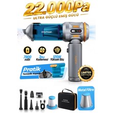 Auhma Ahv-24 Lımıted Edıtıon Mavi – 20.000PA Brushless Kablosuz Araç Içi Basınçlı Üfleme & Çekme Süpürgesi | 126.800 Rpm, 7800MAH, Hepa Filtre, 3 Mod, Pro Üfleme–şişirme Fonksiyonu