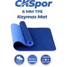 Tr Profesyonel Tpe Yoga Matı, 6 Mm, Kaymaz Taban, Çift Katmanlı, Mavi, 180X60 cm
