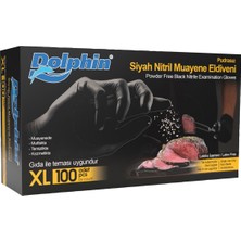 Dolphin Nitril Muayene Eldiveni Pudrasız 100 Adet Siyah Xl 2'li Ekonomik Paket - 2 Adet