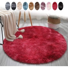 Kalın Pelüş Yuvarlak Halı, Renk Geçişli Shaggy Dairesel Kaymaz Zemin Halısı, Oturma Odası,