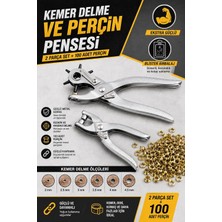 Tr Zephoo 2 Parça Kemer Delme ve Perçin Pensesi Seti 100 Adet Metal Perçinli Deri Delici Pense 2-4.5 mm Delme Ölçüleri Kemer Çanta Ayakkabı ve El Sanatları Için