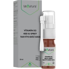 Venatura Vitamin D3 400 IU Sprey 20 ml Türkiye Menşeli Takviye Edici Gıda İçerik Zeytinyağı