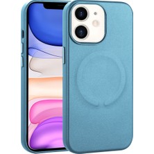 Lopard Apple iPhone 11 Telefon Kılıfı Pu Deri M-Safe Wireless Şarj Özellikli Kapak Mavi Magsafe