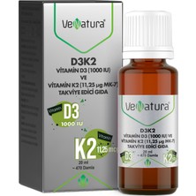VeNatura D3K2 Vitamin D3 Ve Vitamin K2 Damla Takviye Edici Gıda 20 ml