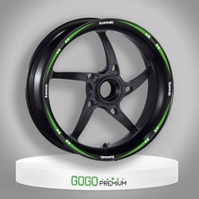 Gogo Premium Yeşil Siyah Kawasaki Uyumlu Reflektörlü 1 Set Jant Şeridi