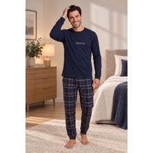 Wordex Falkom 5801 Interlok Kışlık Kalın Kumaşlı Ekose Pijamalı Erkek Ev Pijama Takımı