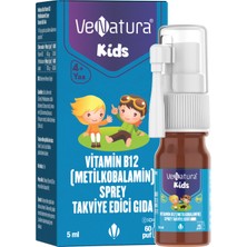 Venatura Kids B12 Sprey 60 Puf Çilek Aroması ile 11 Yaş Üstü Kullanıma Uygun Vitamin Takviyesi