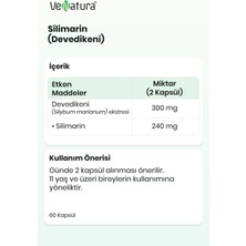 Venatura 60 Kapsül Silimarin (Deve Dikeni) Takviye Edici Gıda İçeriği ve Türkiye Menşei