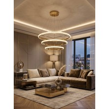 Ers Aydınlatma 3 Lu Halka Gold Krıstal Dıfızor 3 Renk LED Avize