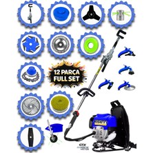 Eisenn Turbo GTX Benzinli Sırt Tipi Tırpan 12 Parça Ot Çim Çalı Biçme Makinası+Zeytin Hasat Toplama Aparatı Hediyeli