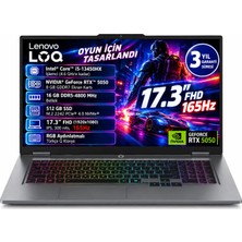 Lenovo Loq 17IRX10 Intel Core I5-13450HX 16GB 512GB SSD 17,3" Rtx 5050 Freedos 83JH009TTR Gamıng Notebook