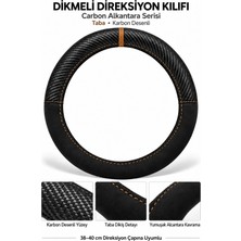 Trobus Mg Hs 2019-2025 Uyumlu Dikmeli Direksiyon Kılıfı Carbon Alkantara Karbon Desenli Taba