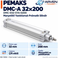 Pemaks Dmc-A 32×200 (DMC-032-SYA-0200) Manyetikli Yastıklamalı Pnömatik Silindir