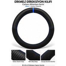 Trobus Renault Kangoo 1998-2007 Uyumlu Dikmeli Direksiyon Kılıfı Carbon Alkantara Mavi