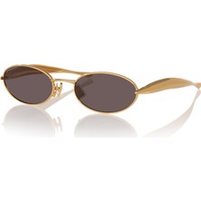 Bottega Veneta Unisex 1386S 001 57-21 Güneş Gözlüğü Altın Renk Oval Çerçeve UV 400 Filtre