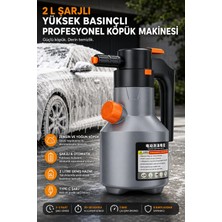 Güela Şarjlı Otomatik Araç Yıkama Köpük Püskürtücü 2 Litre Yandan Dolumlu Yoğun Köpük Pompası Dayanıklı Güçlü Gri