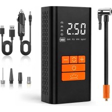 Mythriva Tr 6000MAH Gulony Taşınabilir Hava Pompası 150 Psı Dijital Kompresör, 12V Çakmaklık Aparatlı ve Şarjlı Kablosuz Lastik Şişirme Pompası (Araç, Motosiklet, Bisiklet)