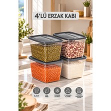 Porsima 0998 4'lü Dikdörtgen Erzak Saklama Kabı Seti 3,5 Lt Koyu Gri - Şeffaf Bakliyat, Un & Mutfak Düzenleyici Kutu