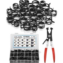 Mythriva Tr 171 Adet 6-25MM Yaylı Bant Hortum Kelepçeleri Döner Düz Pense ile 15 Boyutları Çeşitler Kiti, Yakıt Hattı Silikon Vakum Hortumu Çelik Klip Kelepçe, Otomotiv, Deniz, Bahçe Alçak Basınçlı Hava Borusu