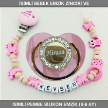 Mythriva Tr Isimli Bebek Emzik Zinciri ve Silikon Emzik, Pembe, 0-6 Ay