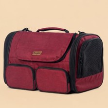Die Grup Pugalo Flycomfort Kedi Köpek Taşıma Çantası, Naylon, 40X30X35 Cm, Kabin Boy, Uçak Uyumlu, Yırtılmaz File (Bordo)