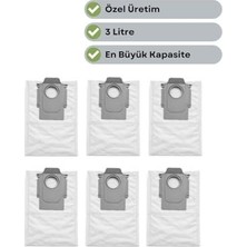 Die Grup Robotyedek, Qrevo Curv/qrevo C/qrevo C Pro Roborock ile Uyumlu Toz Çöp Torbası 6 Adet