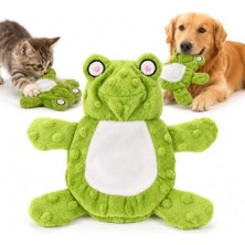 Die Grup Sogud Kedi Köpek Oyuncağı Sesli Hışırtılı Peluş Kurbağa, Basınca ve Isırınca Ses Çıkaran Kafa, Hışırtılı Gövde, Yumuşak Etkileşimli Evcil Hayvan Oyuncağı, 24 x 17 Cm, Yeşil