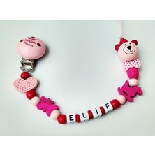 Mythriva Tr Isimli Emzik Zinciri, Emzik Askısı, Bebek Hediyesi, Pembe