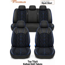 Trobus Nissan Navara 2016-2019 Uyumlu Altar Serisi Tay Tüyü Siyah Mavi Oto Koltuk Kılıfı