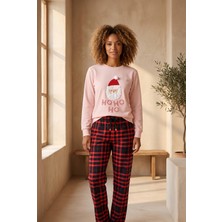 Katia & Bony Kadın Dear Santa Noel Baba Figürlü Pijama Takımı Pembe