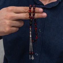 Blackcraft Metal Püsküllü Bordo Siyah Sıkma Kehribar Tesbih