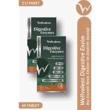 Wellvalens Digestive Enzymes ikili Paket 60 Tablet | 5’li Enzim Kompleksi, Sindirim Desteği
