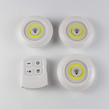 Gy Atelier 3lü Uzaktan Kumandalı Pilli Yapışkanlı Kablosuz LED Spot Lambalar