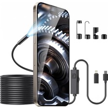 Gy Atelier Iphone Android Için Işıklı Endoskop Kamera: 8 LED Işıklı 1920P Hd Yılan Kamera Borescope, Tahliye Borusu Motor Tesisatı Için IP67 Su Geçirmez Muayene Kamerası (16.4ft Yarı Sert Kablo)