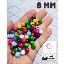 Gy Atelier 8 mm Karışık Renkli Ahşap Boncuk - 50 Gram (± 225 Adet)