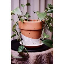 Gy Atelier Terracotta Saksı Siyah Beyaz Benekli 16X18