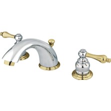 Gy Atelier KB974AL Viktorya Dönemi Yaygın Metal Kollu Lavabo Bataryası, Cilalı Krom ve Cilalı Pirinç
