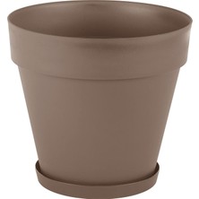 Gy Atelier YS06 Yalı Saksı Drenaj Aparatlı Tabaklı Dekoratif Saksı 37CM, 23 Litre Mocha