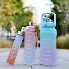Gy Atelier Su Matarası Motivasyonel 3lü Set Su Şişesi Suluk 2LT+900ML+500ML Tritan Spor Salonu Su Şişesi Suluk (Bpa Içermez)