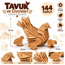 Gy Atelier Alg Wood Design Tavuk ve Civcivleri Ahşap Maket 144 Parça 3D Mdf Hayvan Modeli