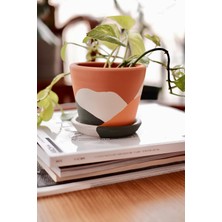 Gy Atelier Terracotta Savana Saksı+Tabak • Abstract Yeşil Sarı (Küçük)
