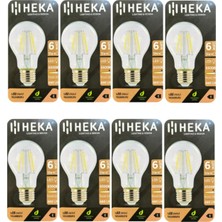 Gy Atelier LED Ampul, 6W (51W), 6500K Beyaz Işık, E27 Duy, Şeffaf, 8 Adet