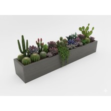 Gy Atelier Antrasit Gri Ahşap Dekoratif Modern Ince Uzun Yatay Saksı 1 Metre