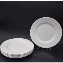 Odea 6 Adet Beyaz Melamin Büyükboy Servis Tabağı 26CM Sığ Tabak Günlük Kullanım Için Hesaplı Ordövr Tabak