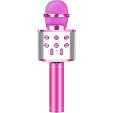Gy Atelier WS-858 Bluetooth Karaoke Mikrofon – Kablosuz Hoparlör, Yankı Efektli, Gürültü Önleyici, 1800MAH Şarjlı, Ios & Android Uyumlu (Pembe)